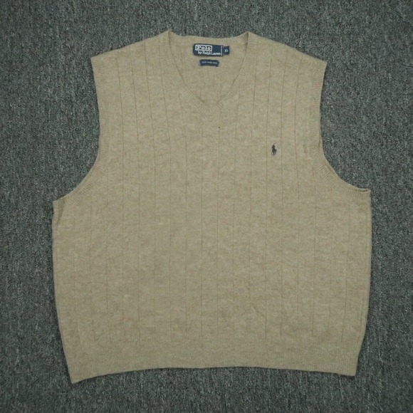 Polo Ralph Lauren Other - VINTAGE Polo Ralph Lauren Sweater Mens Extra Large Brown Lambs Wool V Neck Vest
